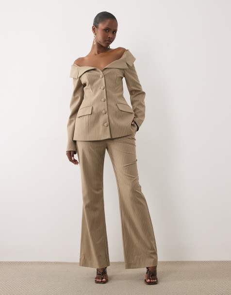 ASOS LUXE set randiga figursydda cigarettbyxor - view 1