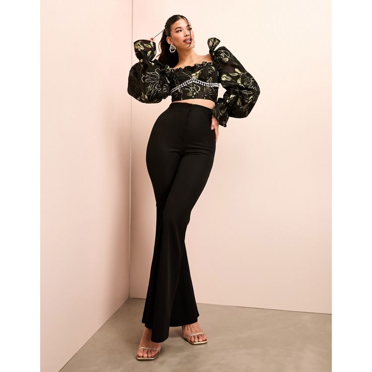ASOS LUXE Curve sexy flared pants in black - part of a set