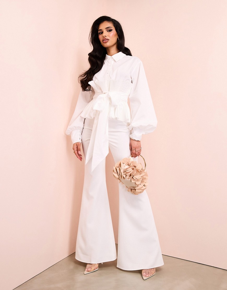 ASOS LUXE sexy flare trousers in white