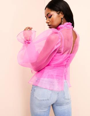 treatürself Rosechoker satin puff blouse Rose choker satin puff blouse | ファッション通販サイト NUGU