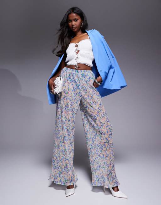 ASOS Luxe – Siateczkowe plisowane spodnie z szerokimi nogawkami we wzór w kwiaty, część zestawu