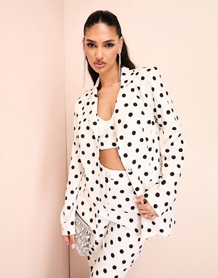 ASOS LUXE single breasted co-ord tailored suit blazer in spot print-Multi