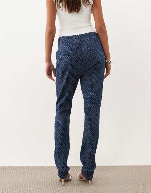 ASOS LUXE skinny-jeans i blå denim med hjerteformet bæltestrop og piqué, 5 af 5