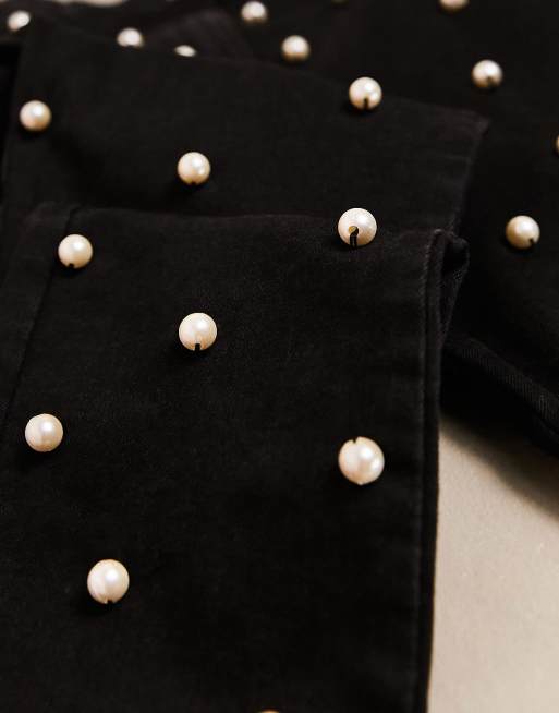 Black jeans with store pearls