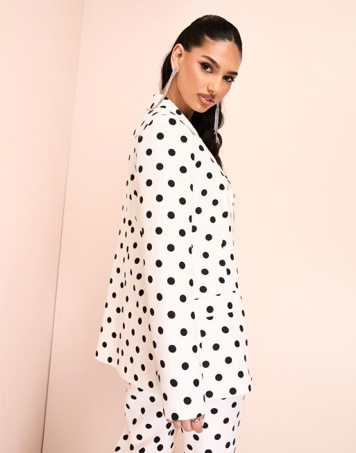 ASOS LUXE - Skræddersyet, enkeltradet habitblazer med prikker - Del af sæt, 2 af 4
