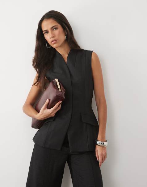 ASOS LUXE skræddersyet vest som del af sæt i sort - view 1