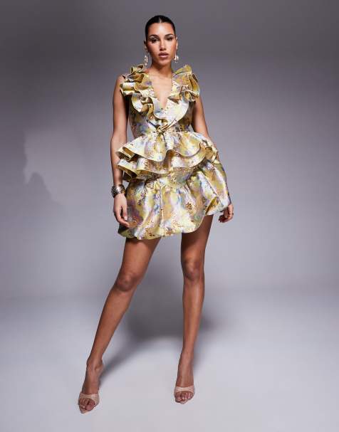 ASOS LUXE jacquard bubble hem mini skirt