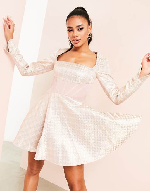 ASOS Nursing Deco Embellished Skater Dress in Pink