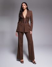 ASOS DESIGN cinch moulded hip blazer co ord in micro check