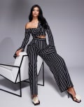 [ASOS LUXE] ASOS LUXE striped wide leg pants in black and white (part of a set) 6 BLACK