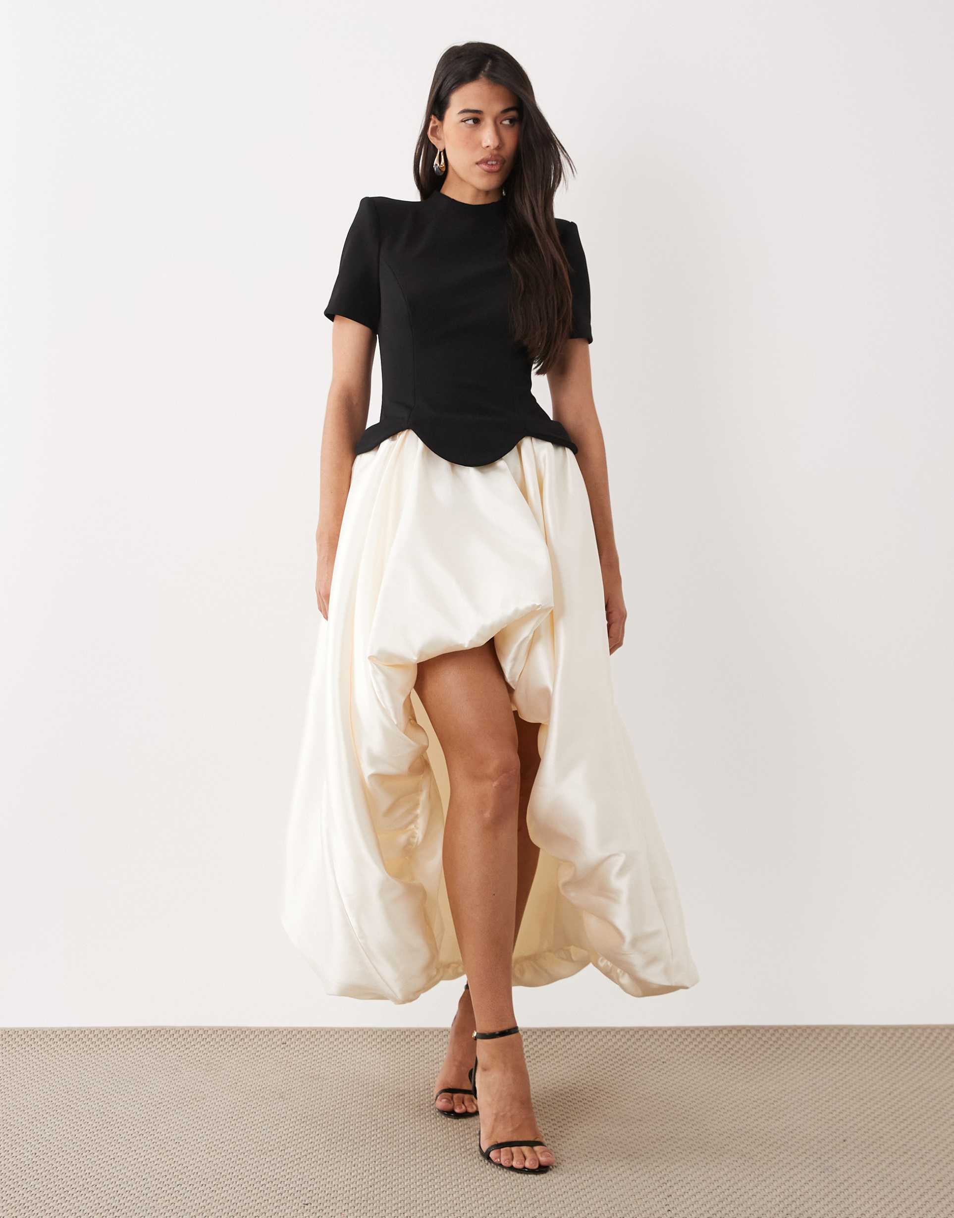 asos luxe structured bodice bubble hem dress