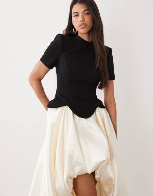 Asos Luxe Structured Bodice Bubble Hem Dress-multi In Multi