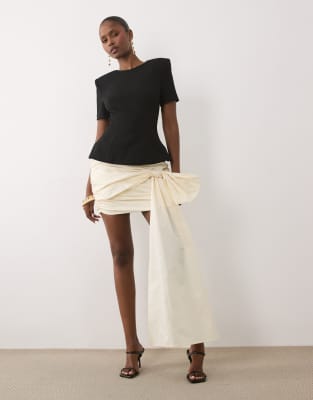 Asos Luxe Structured Bodice Oversized Bow Detail Mini Dress-multi