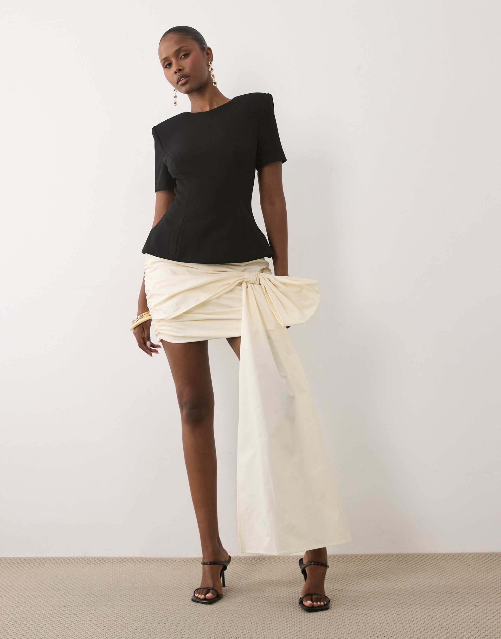 asos luxe structured bodice oversized bow detail mini dress