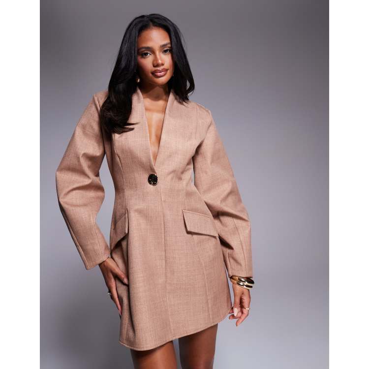 Colored Blazer Dress Robe Blazer Camel ASOS LUXE Structured Linen
