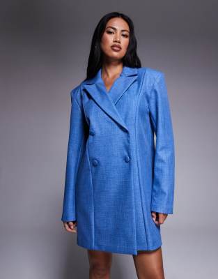 Asos Luxe Structured Tailored Oversized Blazer Dress In Blue