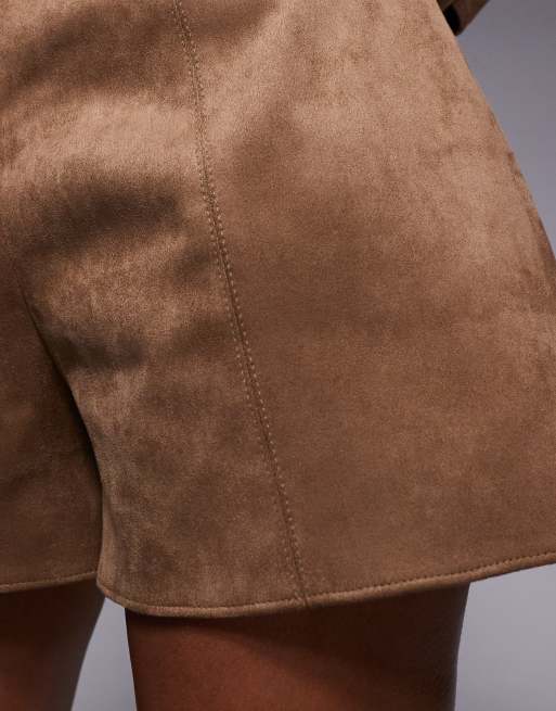 ASOS LUXE suedette shorts in brown - part of a set, 3 of 5