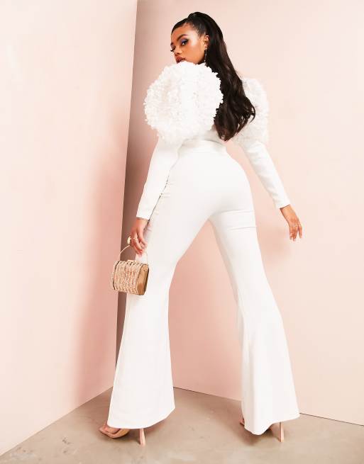 ASOS LUXE suit flare pants in white - part of a set