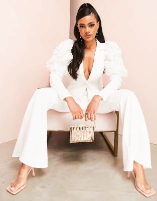 ASOS LUXE suit flare pants in white - part of a set