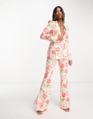 ASOS LUXE suit pants in floral print-Multi