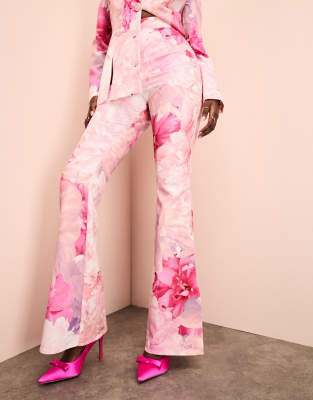 RoseMuse Flare skirt pants 【pinkbeige】 Cascadian Relaxed Pant Pink Botanical Floral Online | Zimmermann