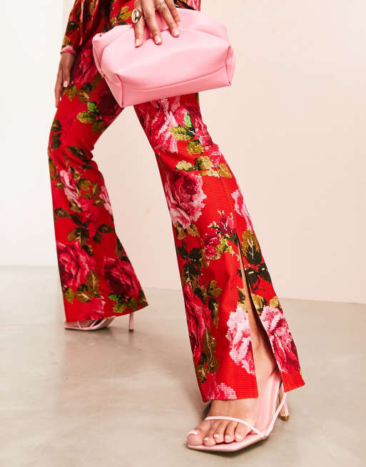 ASOS LUXE suit pants in pixelated floral print