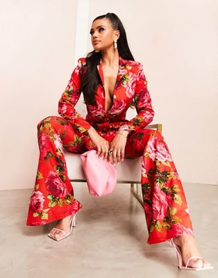 ASOS LUXE suit trouser in pixelated floral print