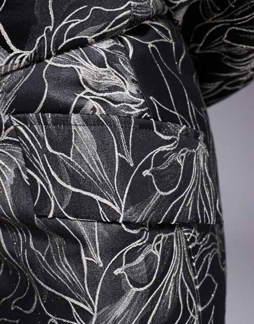 ASOS LUXE – Svart, blommig, skulpterad kjol i jacquard, del av set, 5 av 5