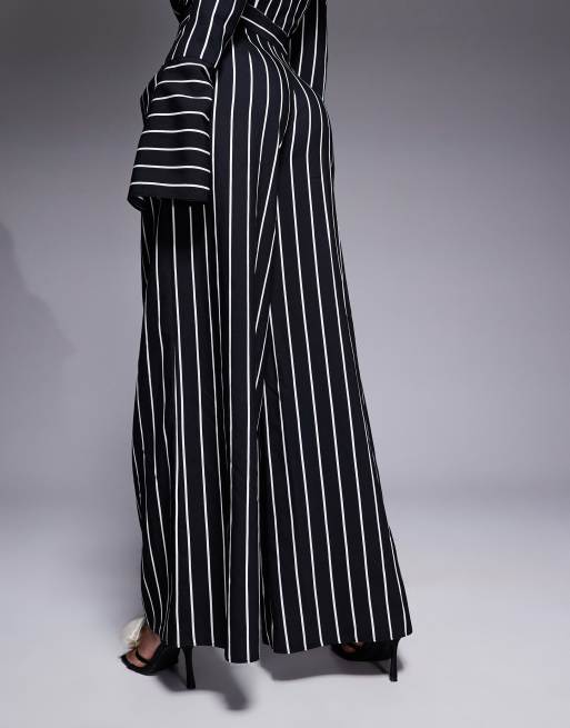 ASOS LUXE – Svartvita, randiga byxor med vida ben, del av set, 2 av 5