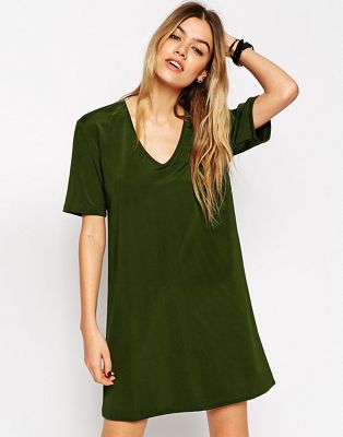 Asos Luxe T Shirt Dress With V Neck Asos