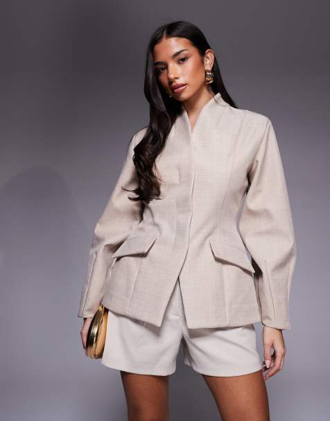 ASOS LUXE – Taillierter Blazer in Steinbeige - view 1