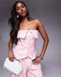[ASOS LUXE] ASOS LUXE tailored bandeau waistcoat in pink stripe (part of a set) 16 PINK