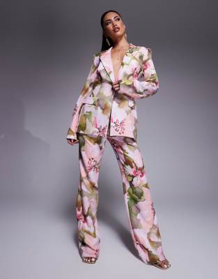 Formal Style Solid Blazer With Pink Trouser Suit Set main image 1