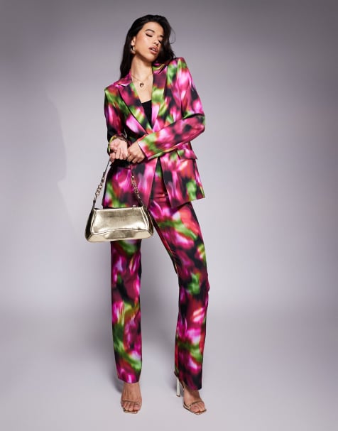 ASOS LUXE tailored blazer and tailored pants set in dark blurred floral print - view 1