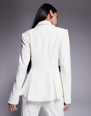 Asos Luxe Tailored Blazer With Denim Bows In White