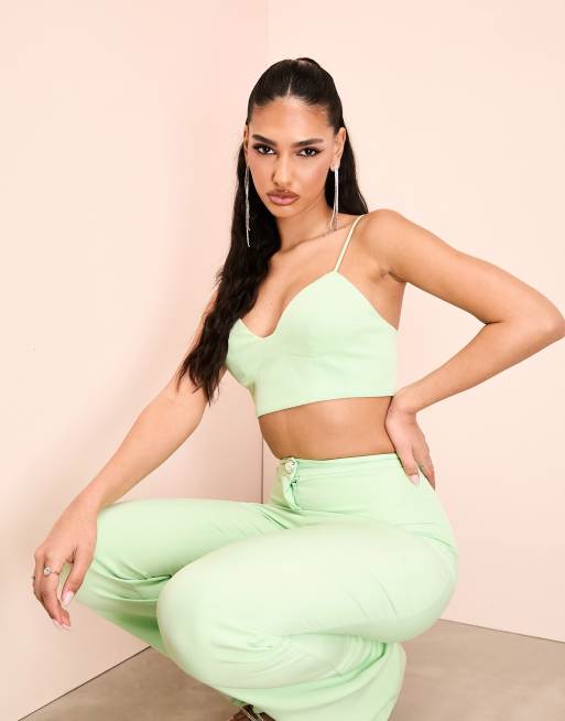 ASOS LUXE tailored bralet in green - part of a set