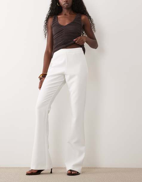 ASOS LUXE tailored flared trouser in cream - view 1