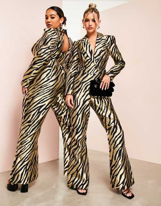 Luxe Zebra Jacquard Satin Wide Leg Pyjamas