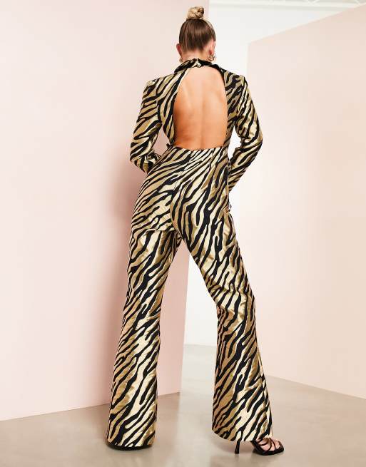 ASOS LUXE tailored jumpsuit in zebra jacquard