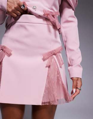ASOS LUXE TAILORED MINI SKIRT WITH ORGANZA PLEATS 