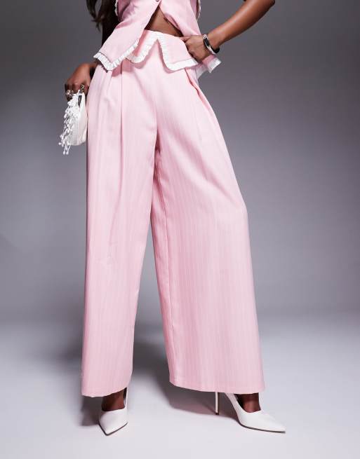 ASOS LUXE tailored pants in pink stripe - part of a set
