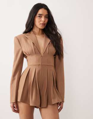 Asos Luxe Tailored Romper In Multi