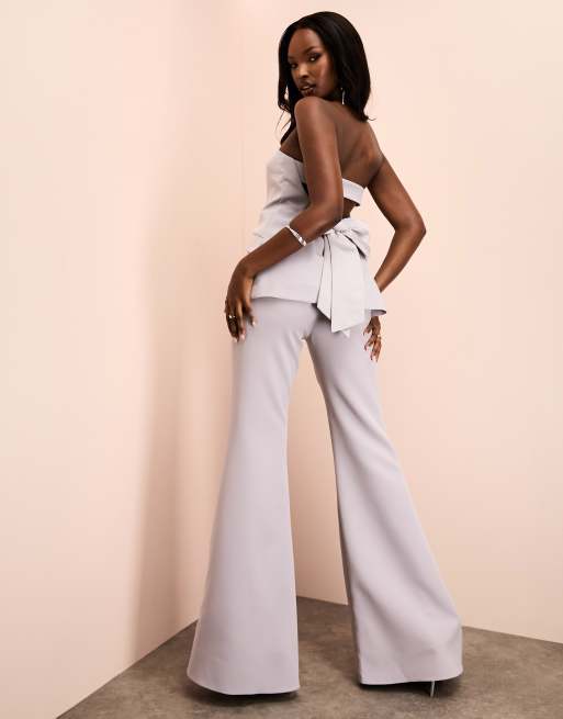 ASOS LUXE tailored skinny flared pants in grey, 2 of 5
