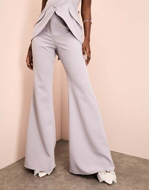 ASOS LUXE tailored skinny flared pants in grey, 4 of 5