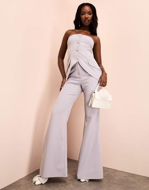 ASOS LUXE tailored skinny flared pants in grey, 5 of 5