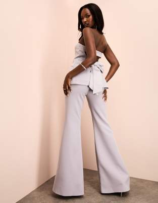 Asos Luxe Tailored Skinny Flared Trousers In Gray