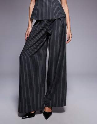 Asos Luxe Tailored Striped Pants - Part Of A Set-gray In Gray
