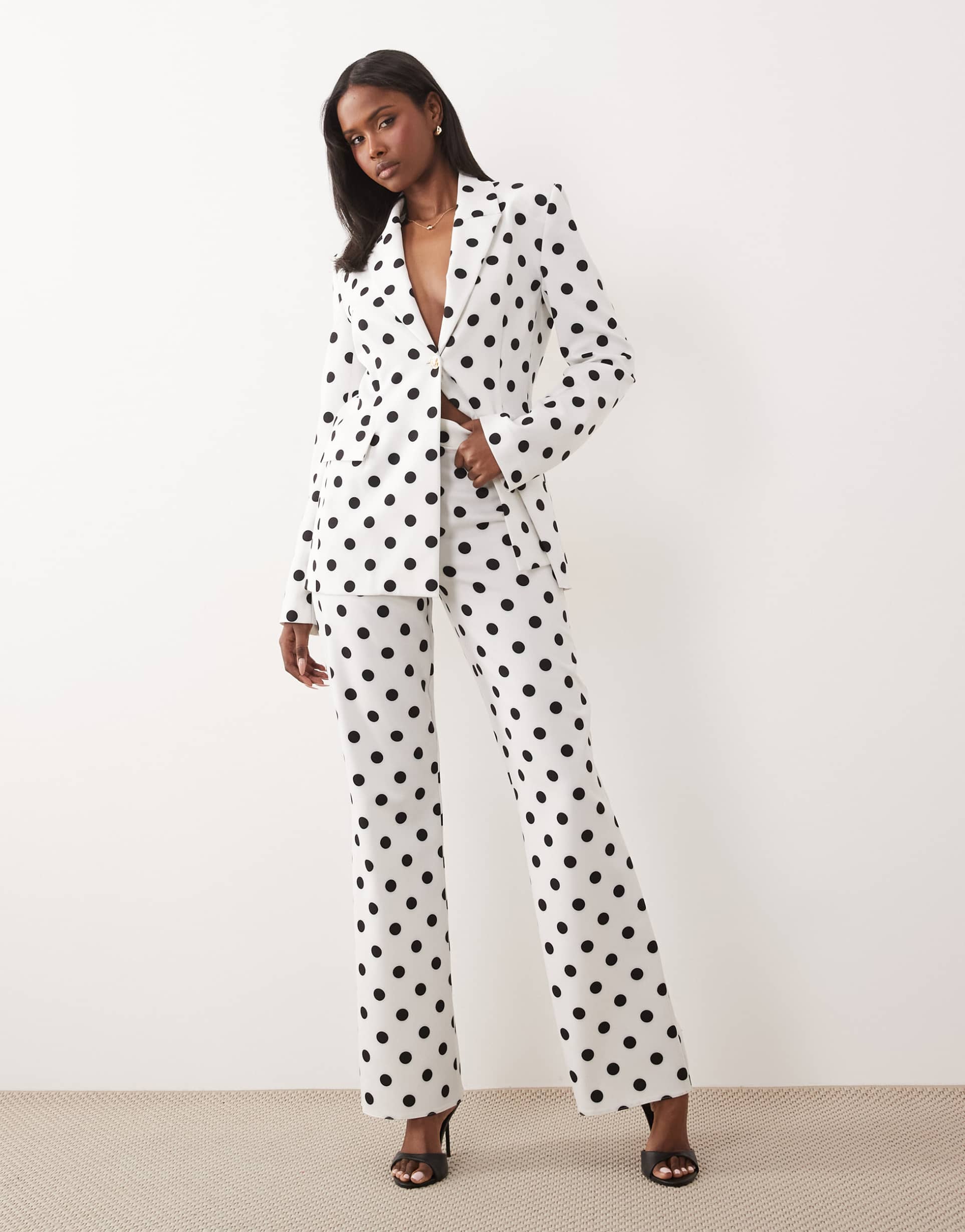asos luxe tailored suit pants in polka dot - part of a set
