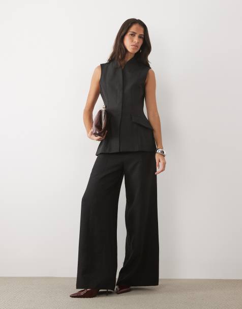 ASOS LUXE tailored waistcoat and trouser co-ord in black - view 1