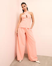 ASOS LUXE tailored wide leg pants and vest set in pink